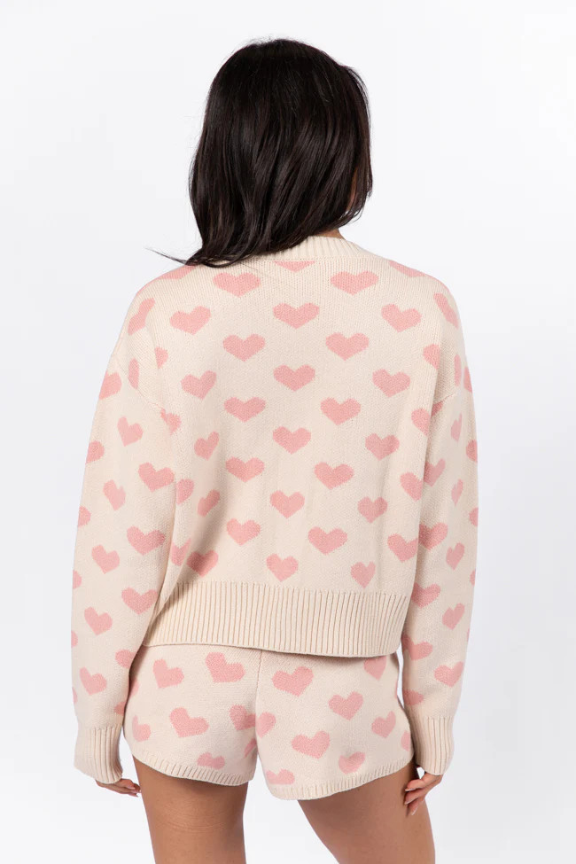Once In A Lifetime Heart Knit Sweater Set | Pink Lily