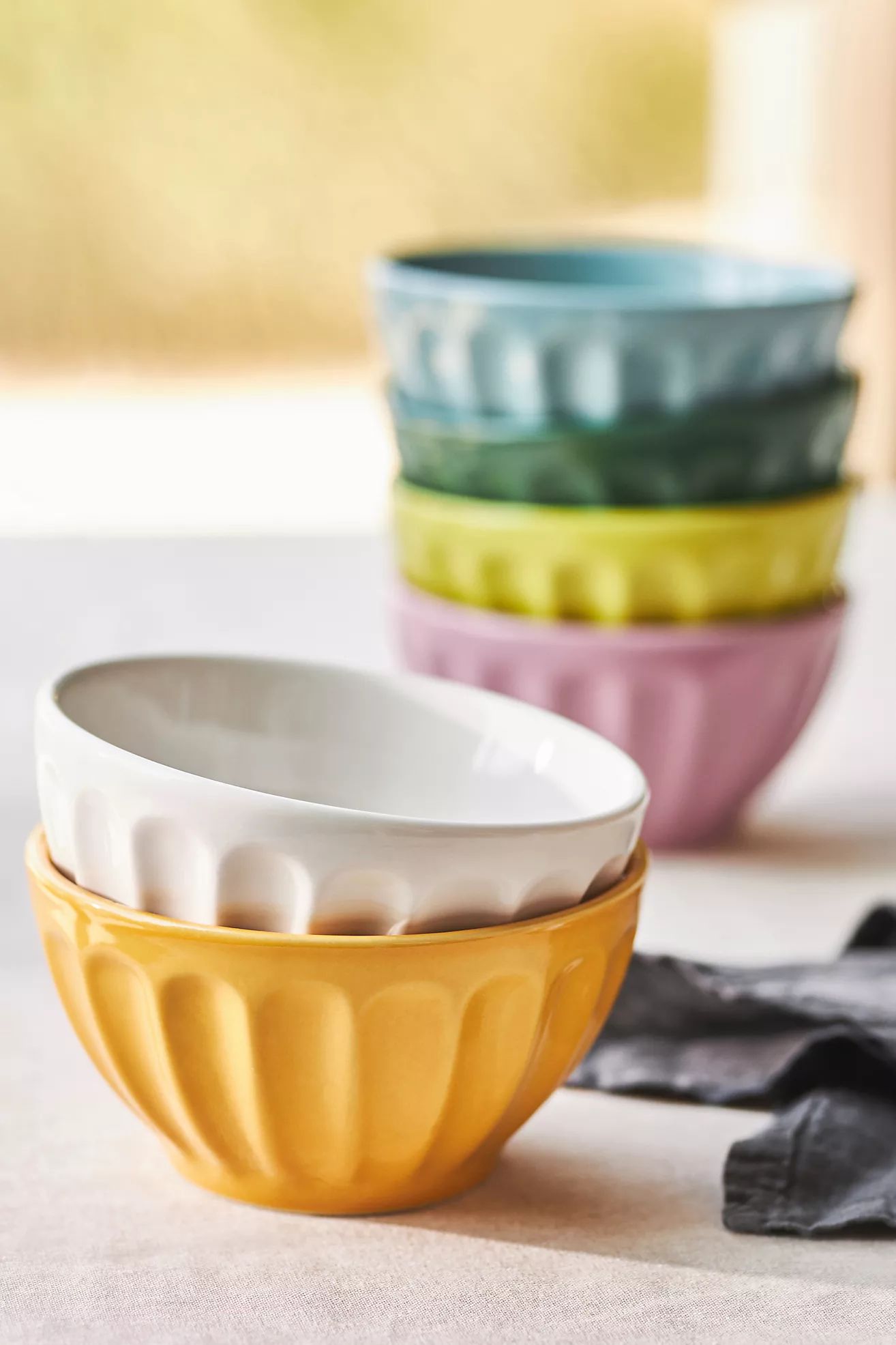 Amelie Assorted Latte Cereal Bowls, Set of 6 | Anthropologie (US)