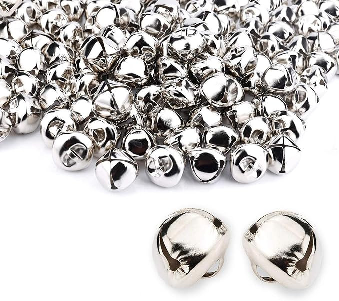 Augshy 120 Pcs 1 Inch/25 mm Christmas Silver Jingle Bells, Craft Bells for Christmas Home Festiva... | Amazon (US)