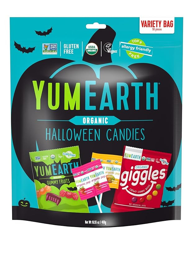 YumEarth Organic Halloween Variety Bag - Allergy Friendly (Top 9 Free), No Artificial Dyes or Fla... | Amazon (US)