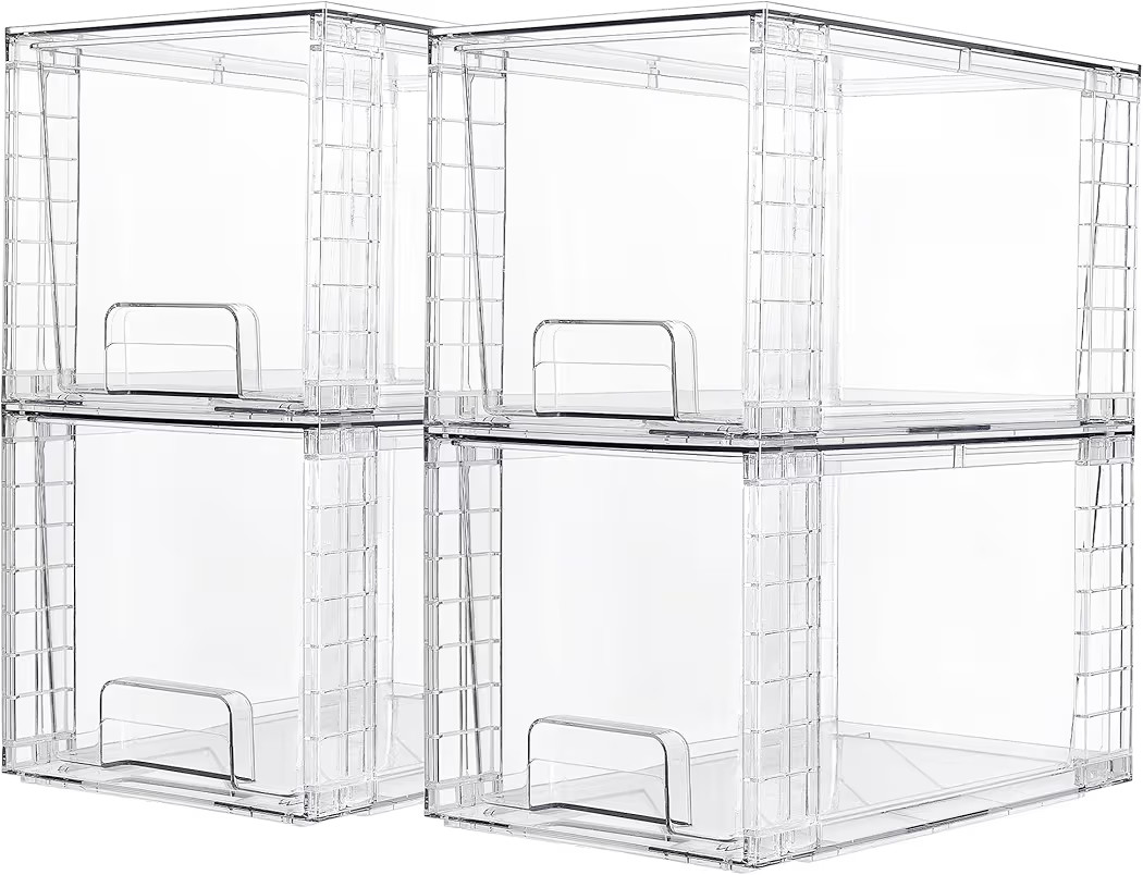 Vtopmart 4 Pack Large Stackable Storage Drawers,Clear Acrylic Drawer Organizers with Handles, Eas... | Amazon (CA)