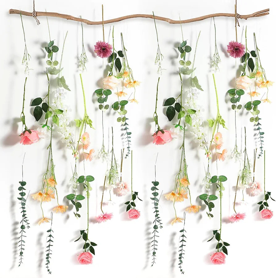 Hoteam 51 Pcs DIY Wildflower Garland Artificial Hanging Flower Backdrop Set Fake Rose Poppy Wild ... | Amazon (US)