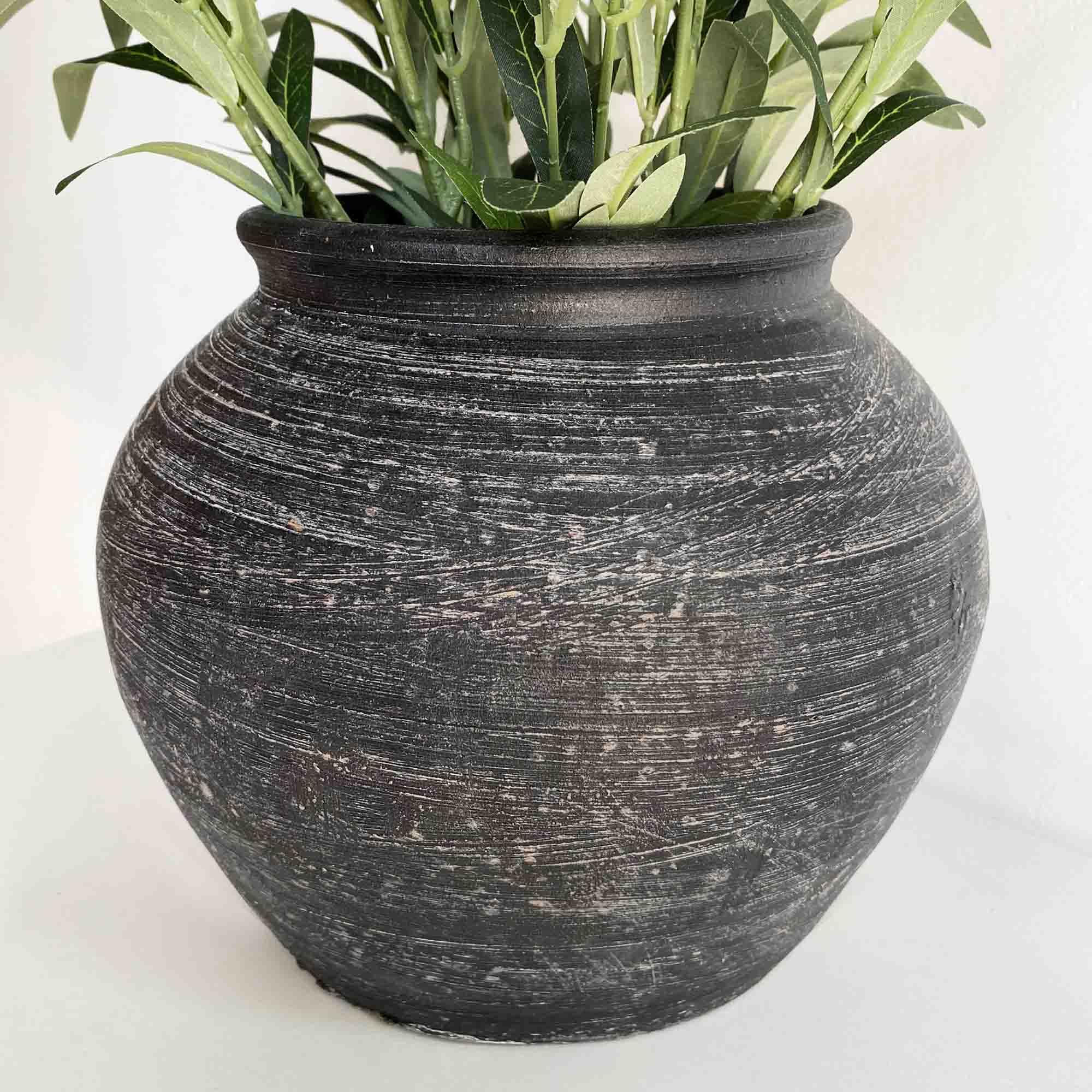 10'' Handmade Clay Black Rustic Textured Vase，Rustic Round Black Terracotta Farmhouse Vase | Amazon (US)