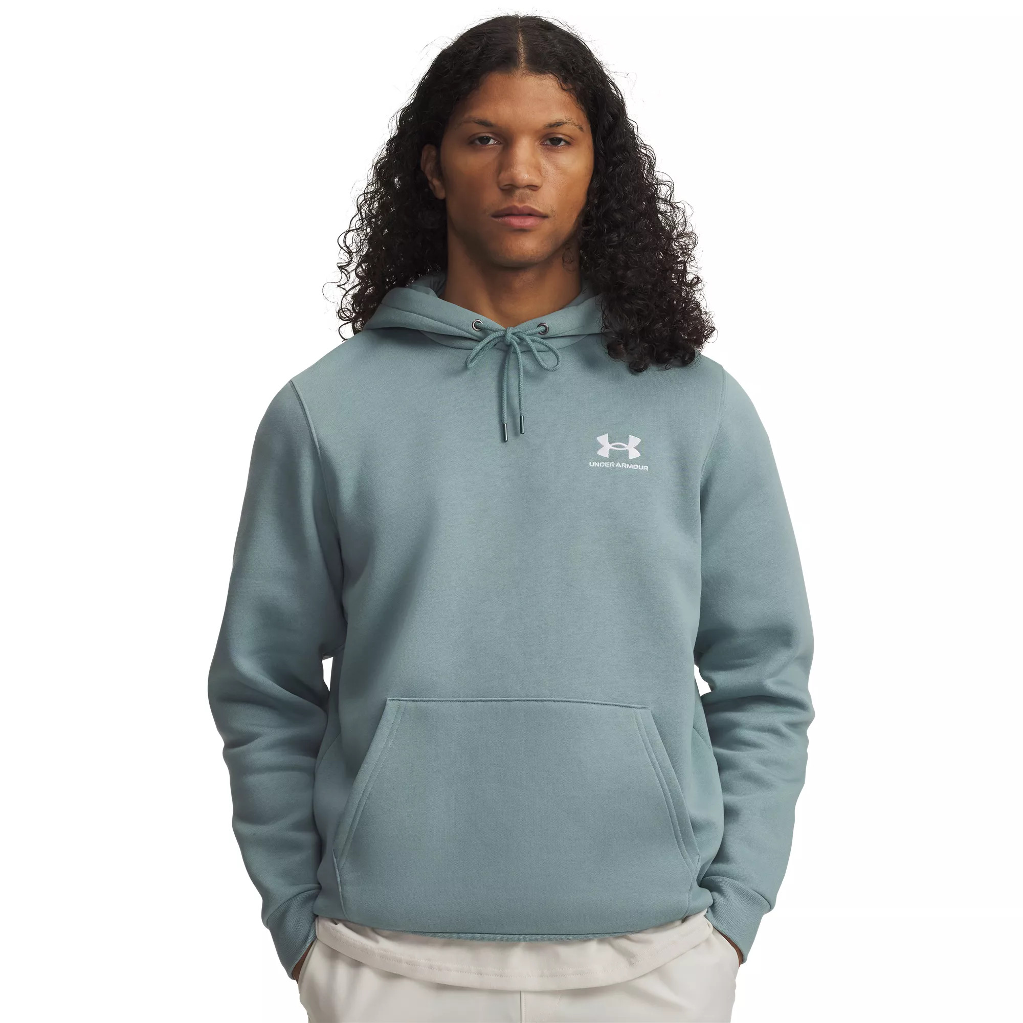 Under Armour Men's Icon Fleece Hoodie, Small, Serpentine/White | Going Going Gone