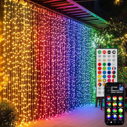 Dazzle Bright 300 LED Curtain String Lights, RGB Color Changing Christmas Fairy Lights for Bedroo... | Amazon (US)