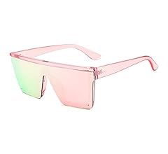 FEISEDY Women Men Flat Top Shield Sunglasses Oversized Square Rimless Shades UV400 B2470 | Amazon (US)