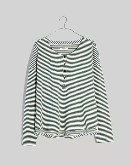 Plus Double-Faced Henley Tee in Stripe | Madewell