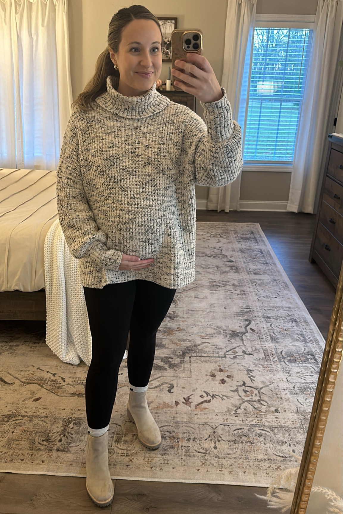 Sweater is old from aerie 
Leggings are my FAVE from Amazon! Sized up to a large for the bump 

#LTKbump #LTKSeasonal