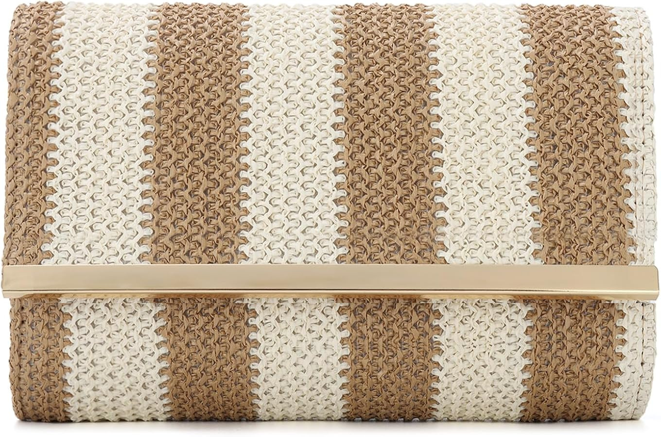 KUANG! Straw Clutch Purse Women Woven Straw Shoulder Bags Summer Beach Envelope Handbag Wallet | Amazon (US)