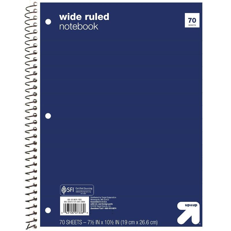 Wide Ruled 1 Subject Flexible Paperboard Cover Spiral Notebook - up & up™ | Target