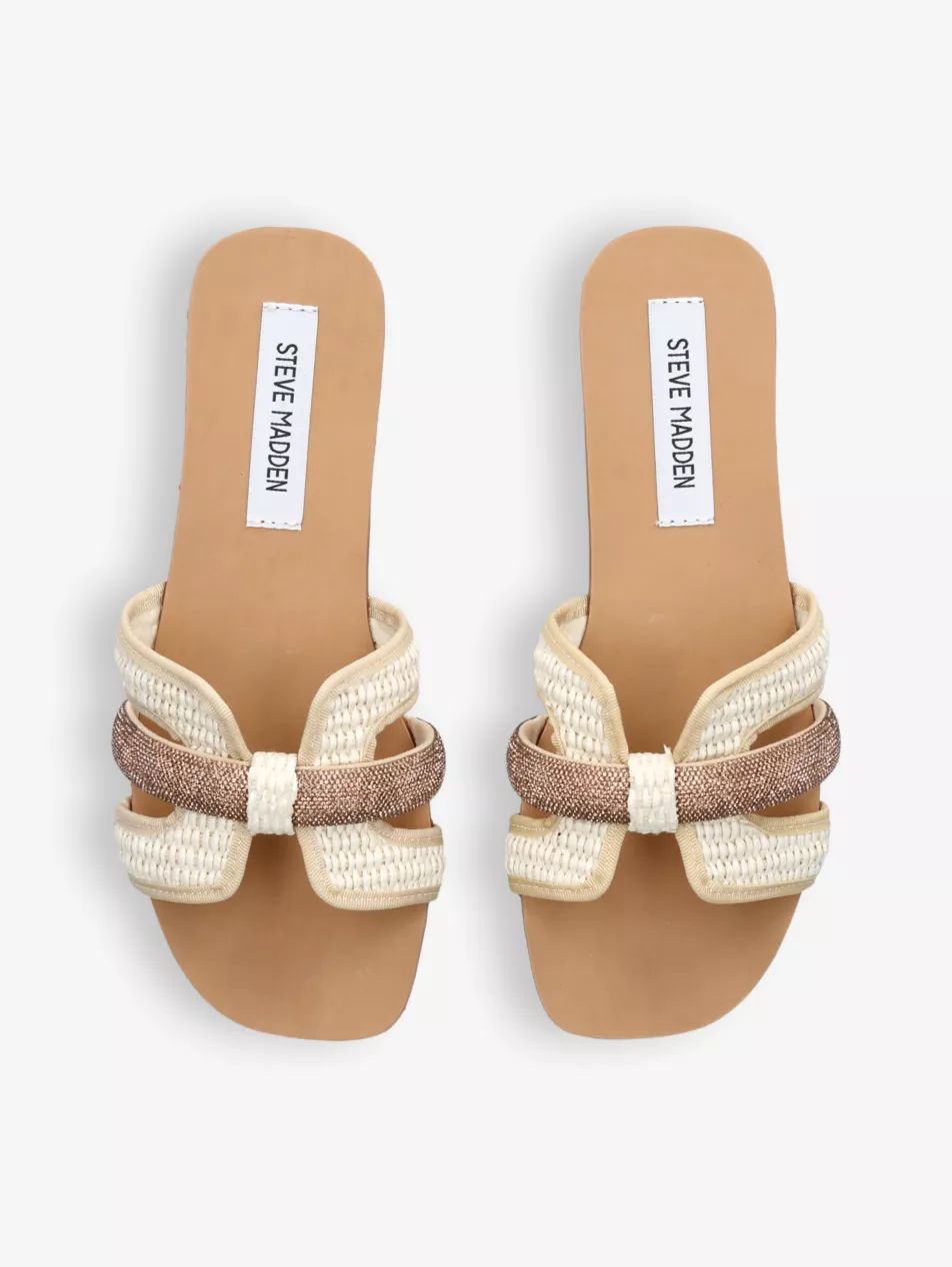 Edriah embellished-strap flat raffia sandals | Selfridges
