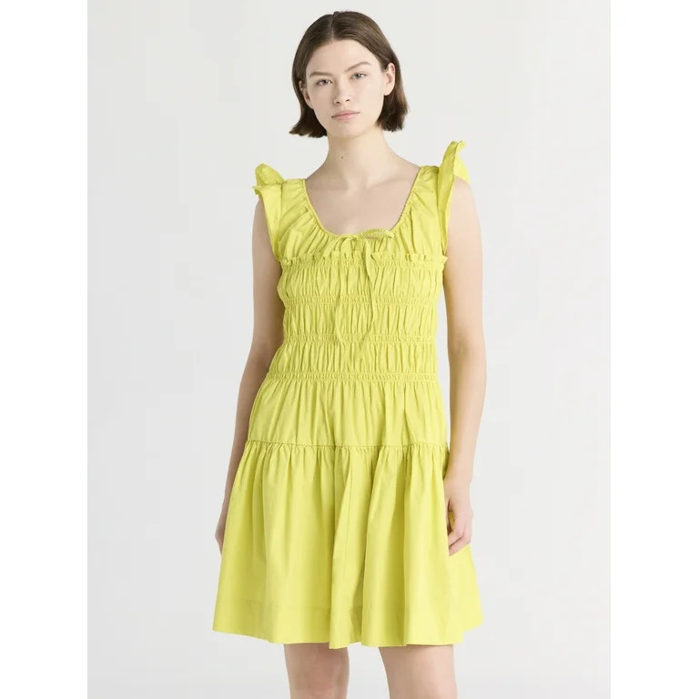 Free Assembly Women's and Women’s Plus Smocked Cotton Mini Dress with Flutter Sleeves, Sizes XS... | Walmart (US)