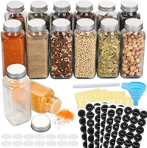 8oz - 14 Pcs Glass Spice Jars with Spice Labels | Amazon (US)