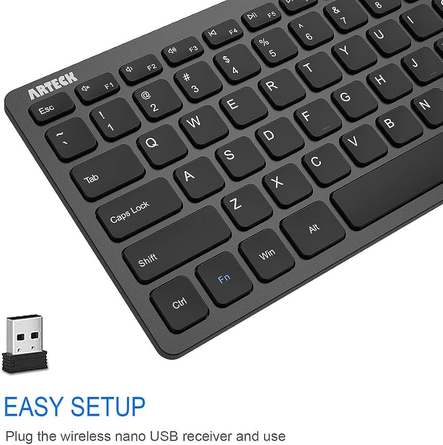 Arteck 2.4G Wireless Keyboard Ultra Slim and Compact Keyboard with Media Hotkeys for Computer Des... | Amazon (US)
