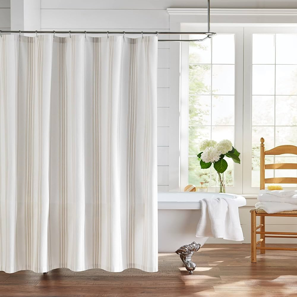 Elrene Home Fashions Farmhouse Living Homestead Stripe Fabric Shower Curtain, 72 Inches by 72 Inc... | Amazon (US)