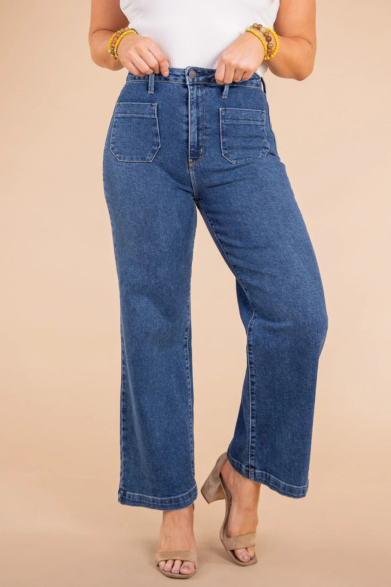 Julie Patch Pocket Wide Leg Flare | Just Black - Ashley | The Willow Tree