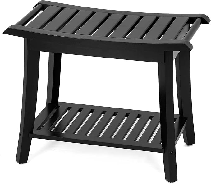 Bamboo Shower Bench Inside Shower Stool with Storage Shelf, Spa Bath Chair for Bathroom, Seat or ... | Amazon (US)