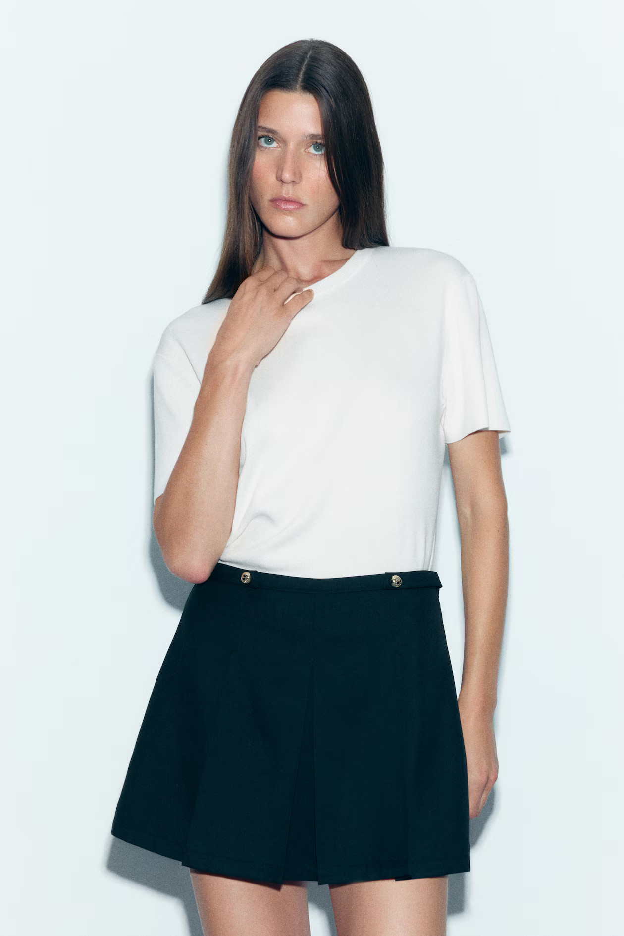 Pleated skort - Black - Ladies | H&M GB | H&M (UK, MY, IN, SG, PH, TW, HK)