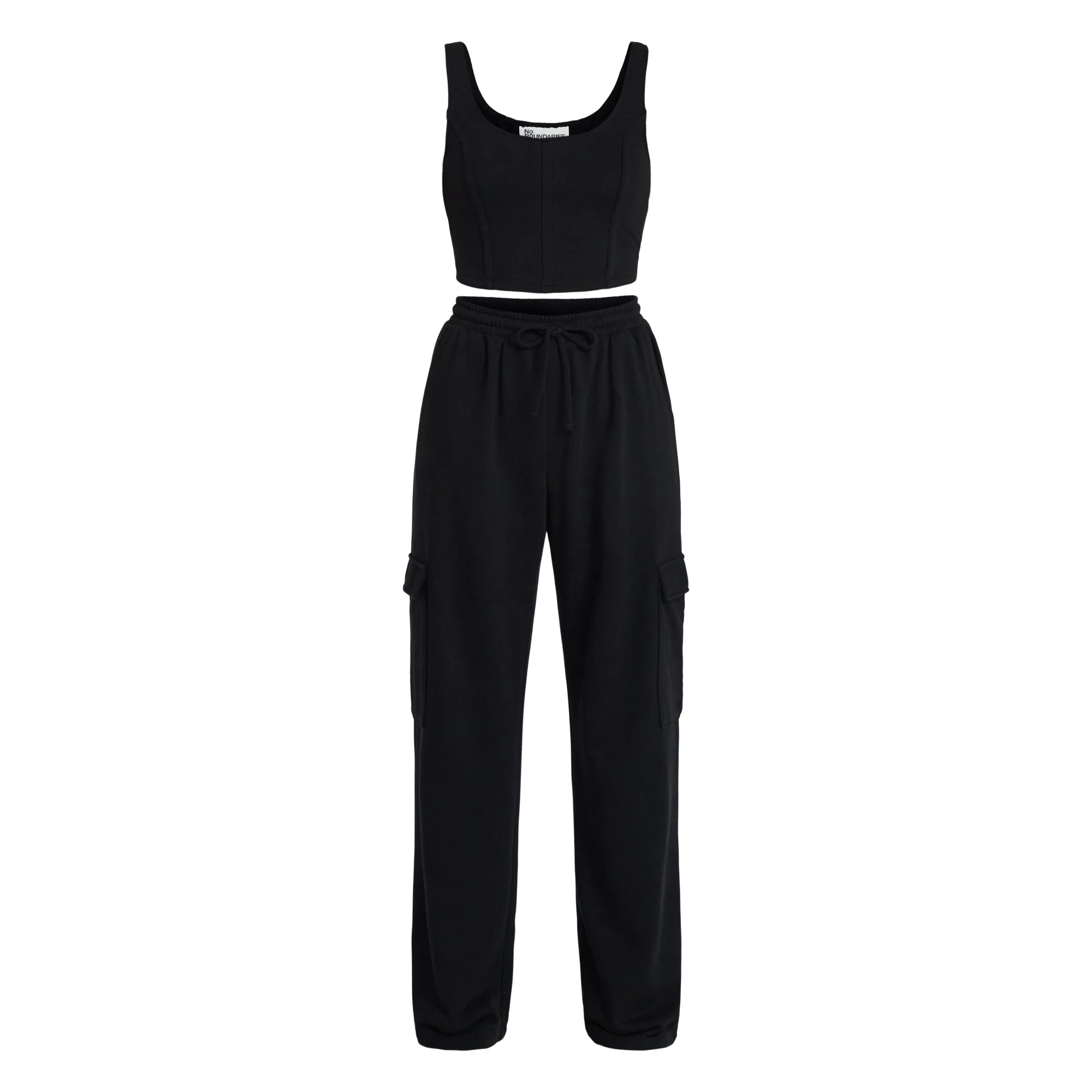 No Boundaries Bustier Tank and Cargo Pant Set, 2-Piece, Women's and Women's Plus Sizes XXS-4X | Walmart (US)