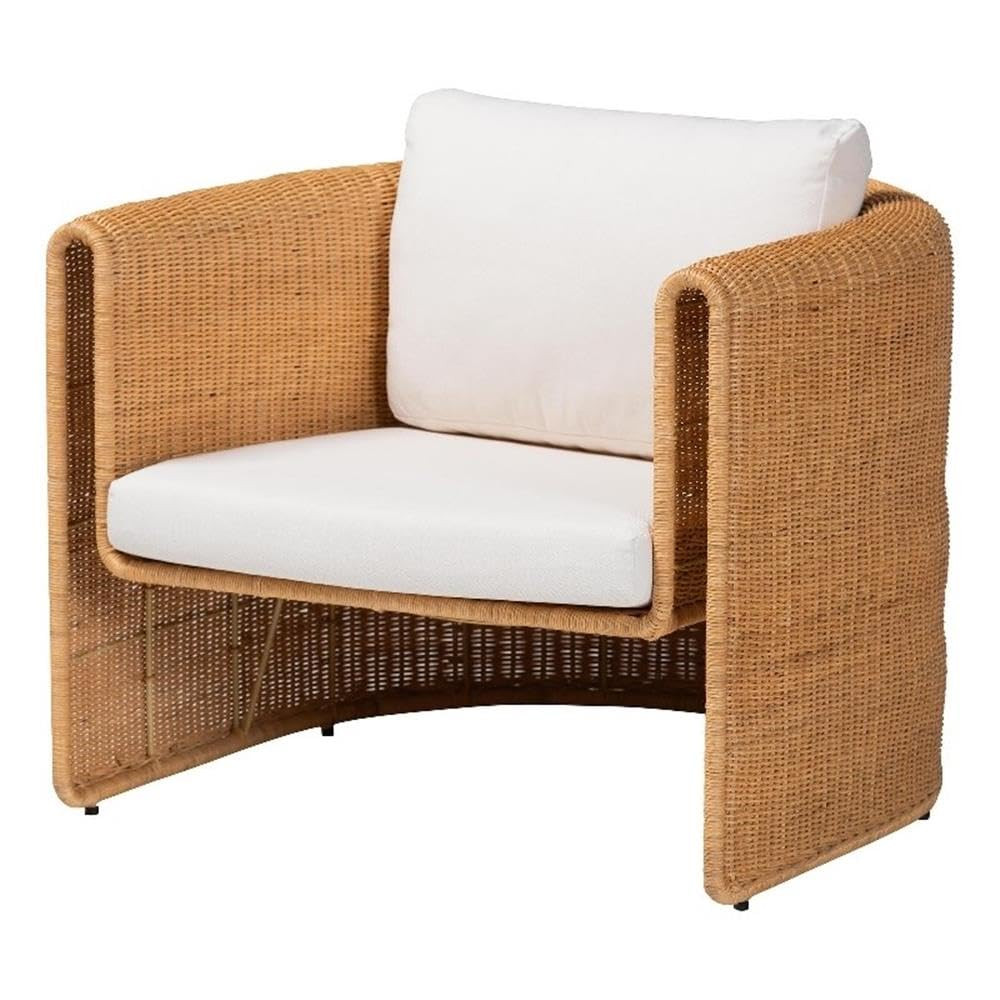 bali & pari Carina Natural Rattan Armchair with Cushion - Handwoven Lounge Chair | Amazon (US)