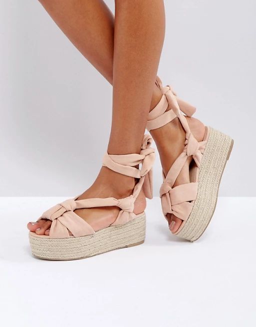 ASOS TIPSY Tie Leg Knotted Espadrille Flatforms | ASOS US