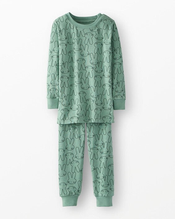 Toddler Easter HannaSoft™ Stretch Pajama Set in Easter Bunny On Jade - Size 3 by Hanna Andersson | Hanna Andersson