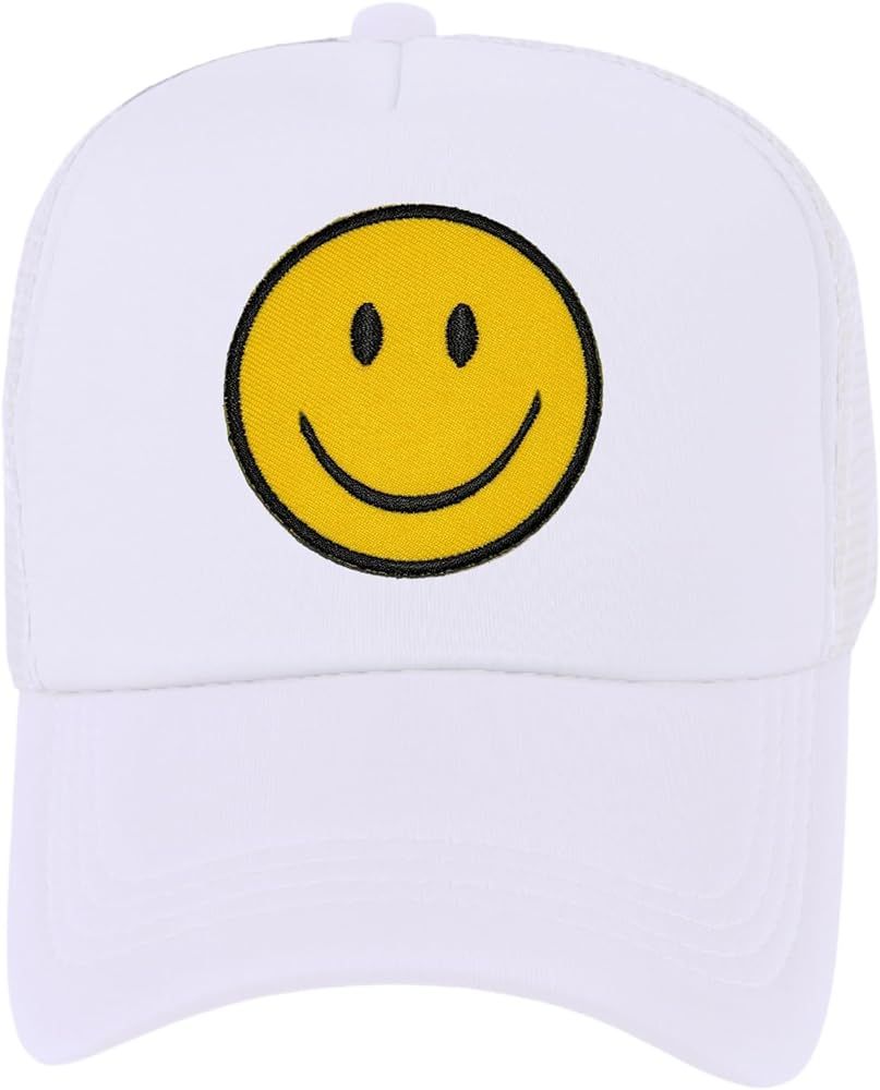 Womens Trucker Hats Retro Mesh Baseball Cap with Smile Patch Foam Neon High Crown Y2K Hats | Amazon (US)