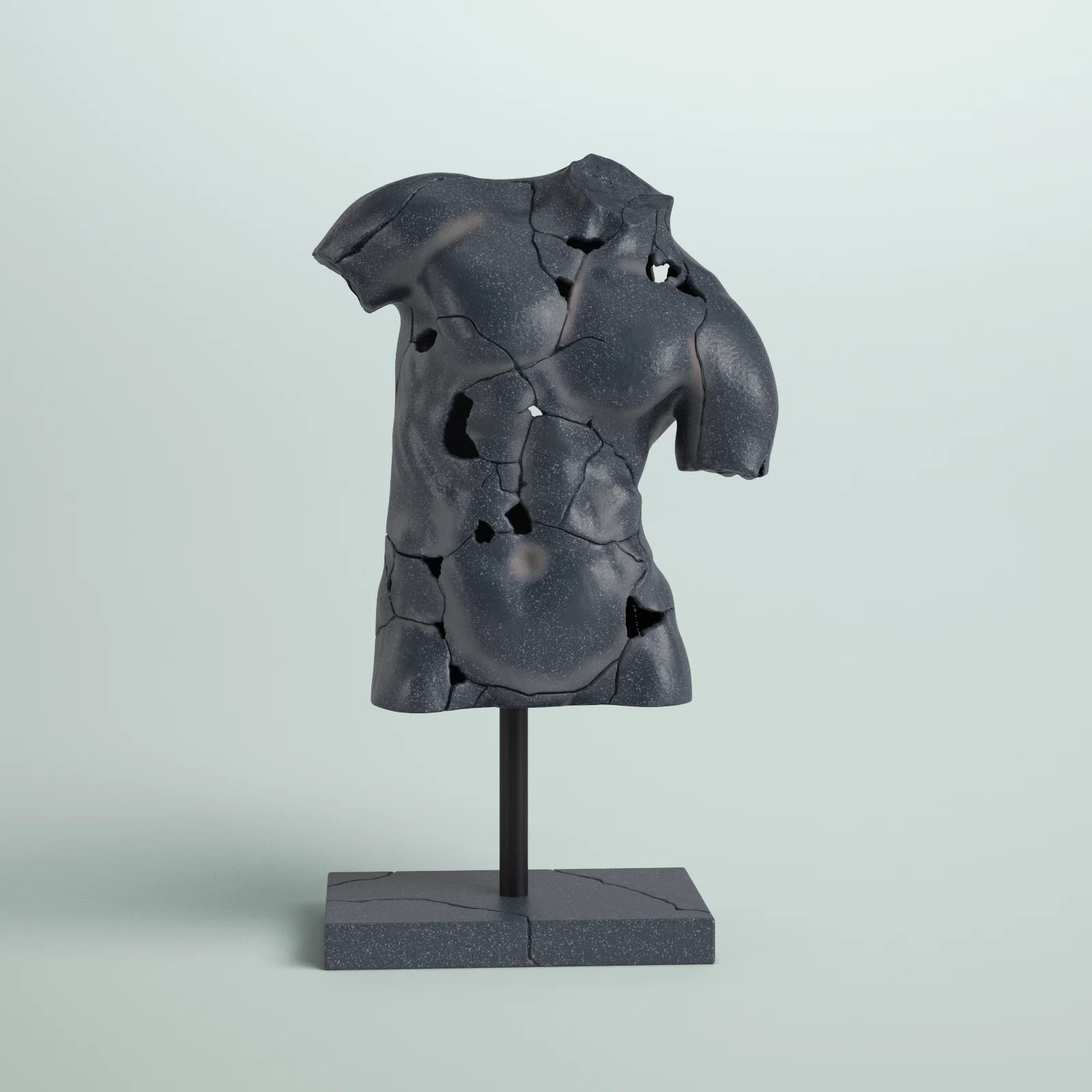 Modern Neutral Unique Cracked Man Torso Decorative Sculpture - 15" x 9" x 25" | Wayfair North America