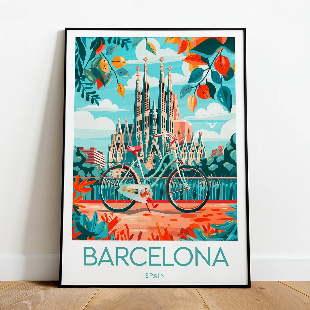 Barcelona travel print - Spain, Sagrada Familia poster, Barcelona poster, Travel prints, Birthday... | Etsy (US)