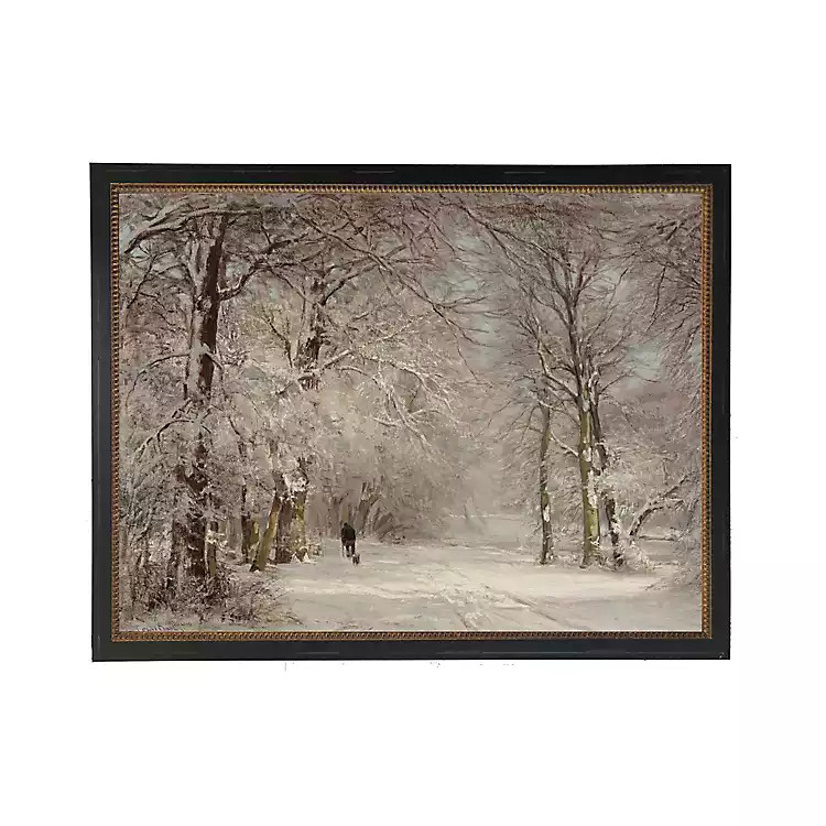 New! Vintage Snowy Landscape Gold Bead Framed Art Print | Kirklands