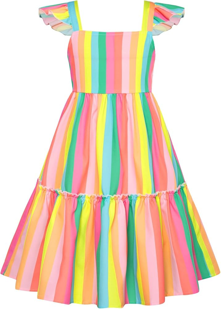 GRACE KARIN Girls Tie Back Flutter Sleeve Summer Casual Dress 5-12Y | Amazon (US)