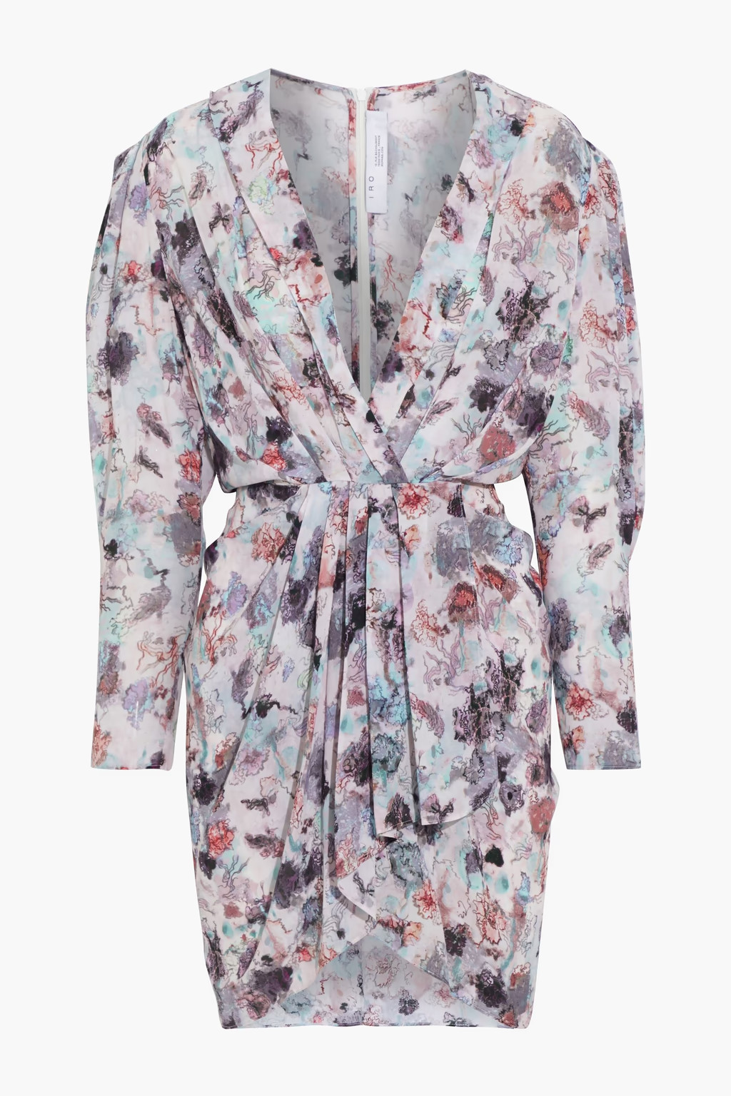 Forrie pleated printed crepe de chine mini dress | The Outnet (US and CA)