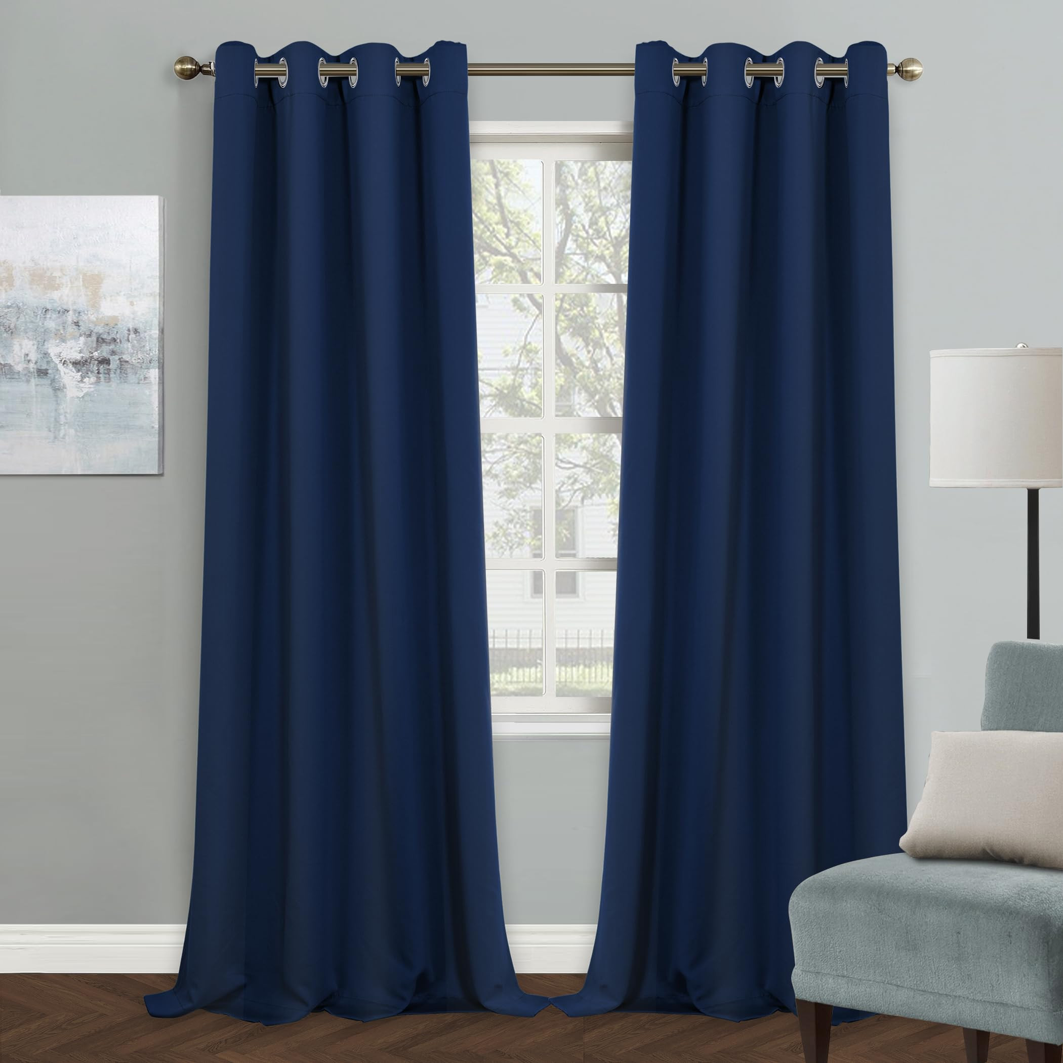 MYSKY HOME Blue Curtains for Bedroom Blackout Curtains for Living Room Sliding Door Curtains 95 I... | Amazon (US)