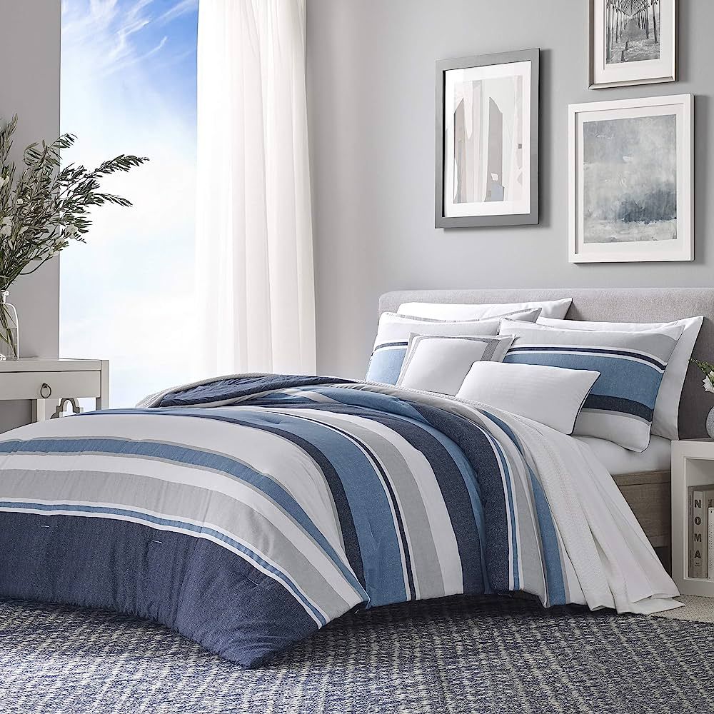 Nautica - Twin Comforter Set, Cotton Reversible Bedding with Matching Sham & Bonus Decorative Pil... | Amazon (US)