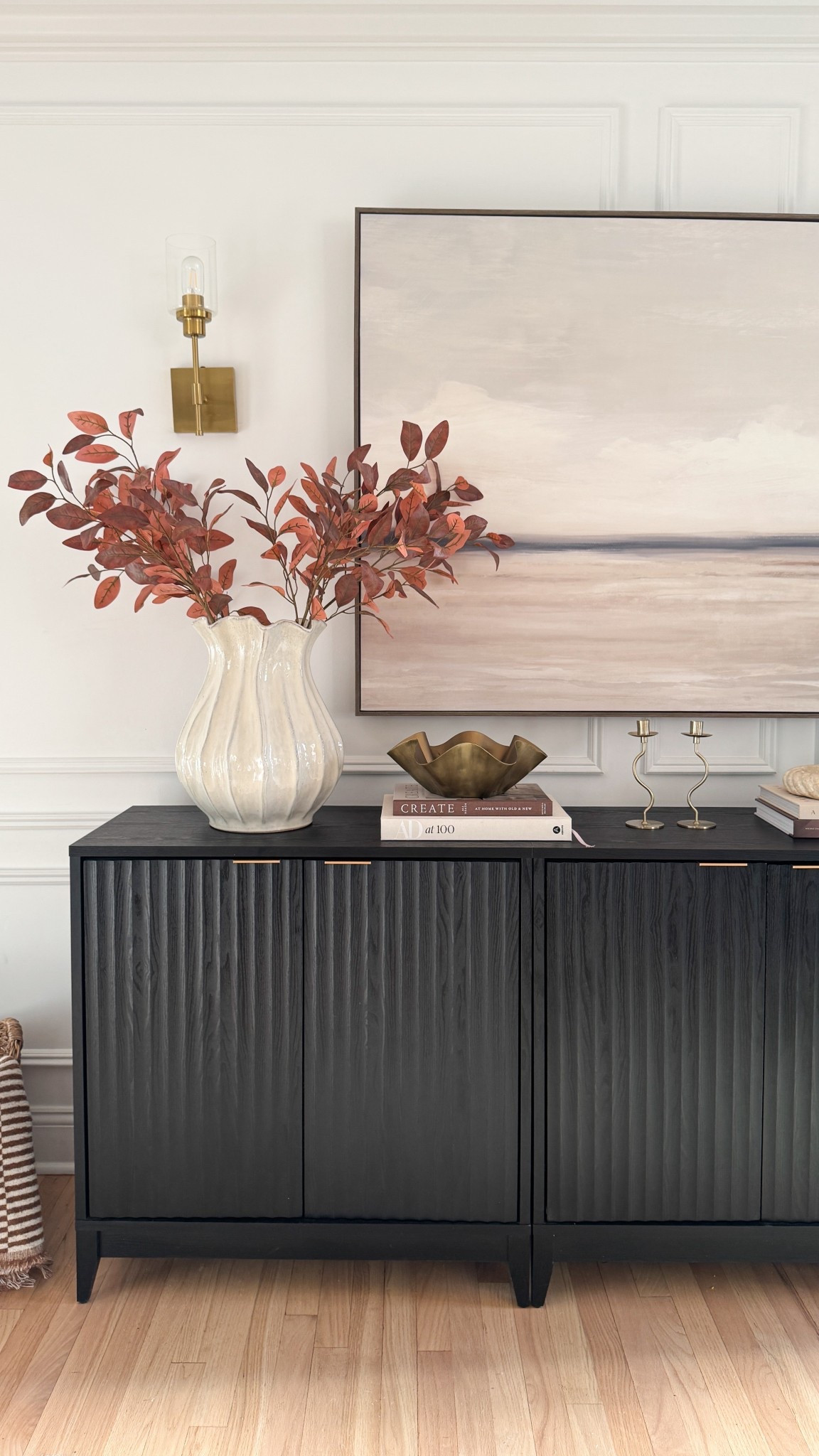 My console is dressed for fall 🍂 This Threshold scalloped vase is the perfect backdrop for branches, such a simple way to bring warmth into the home. 

Target vase, Threshold decor, fall entryway styling, Target home finds

#LTKFindsUnder50 #LTKHome #LTKSeasonal