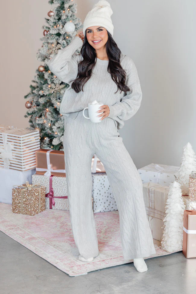 Forever Winter Cable Knit Lounge Pants DOORBUSTER | Pink Lily