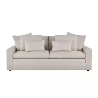 Home Decorators Collection Daymont Acuff Biscuit Beige Straight Standard Sofa (91.5 in. W x 36 in... | The Home Depot