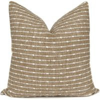 Neutral Pillow Cover Camel With White Horizontal Stripes Minimal Linen Blend Textured Thick Cushion Case Decorative Throw | Etsy (US)