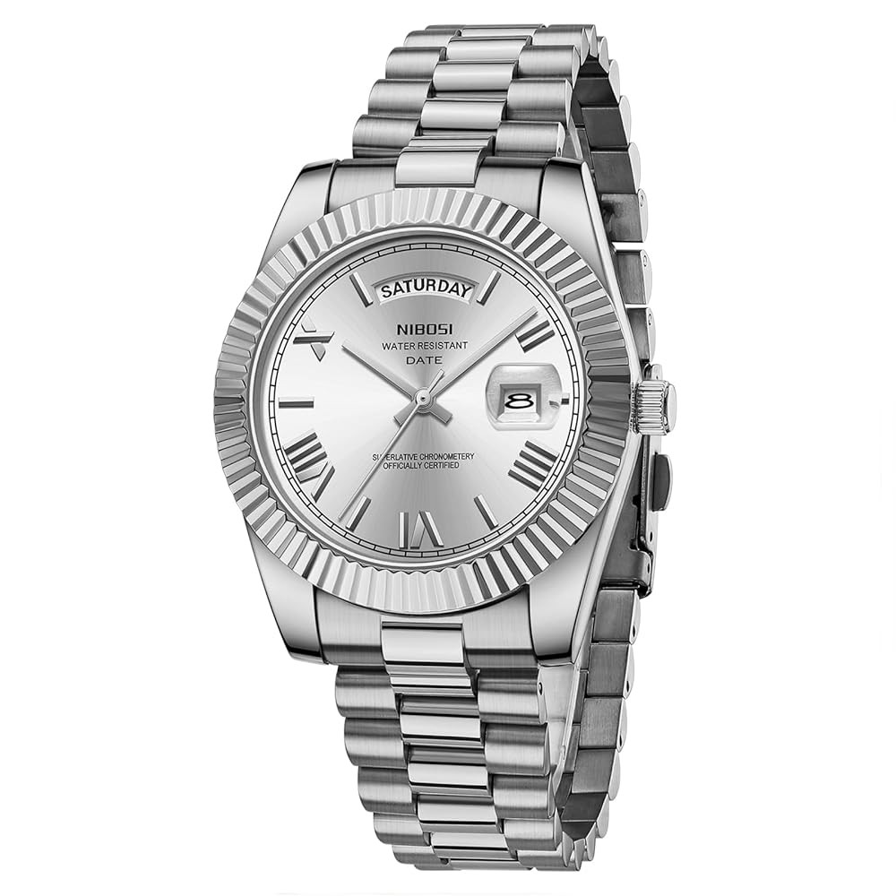 NIBOSI Men Watches Analog Quartz Stainless Steel Rose Gold Silver Watches for Men Waterproof Busi... | Amazon (US)