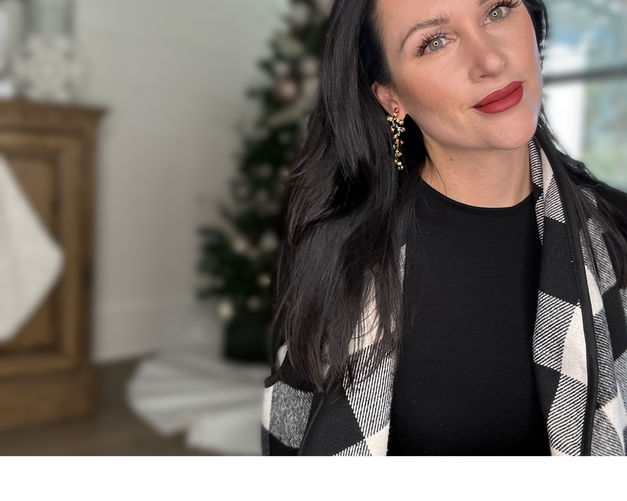 Christmas 2023, holiday earrings, holiday jewelry, black and white Buffalo plaid, Kylie cosmetics, hourglass cosmetics, naked wardrobe, festive jewelry

#LTKHoliday #LTKbeauty #LTKSeasonal