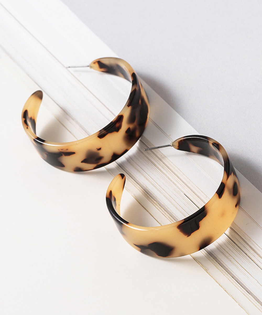 Ella & Elly Women's Earrings Brown - Brown Leopard Hoop Earrings | Zulily