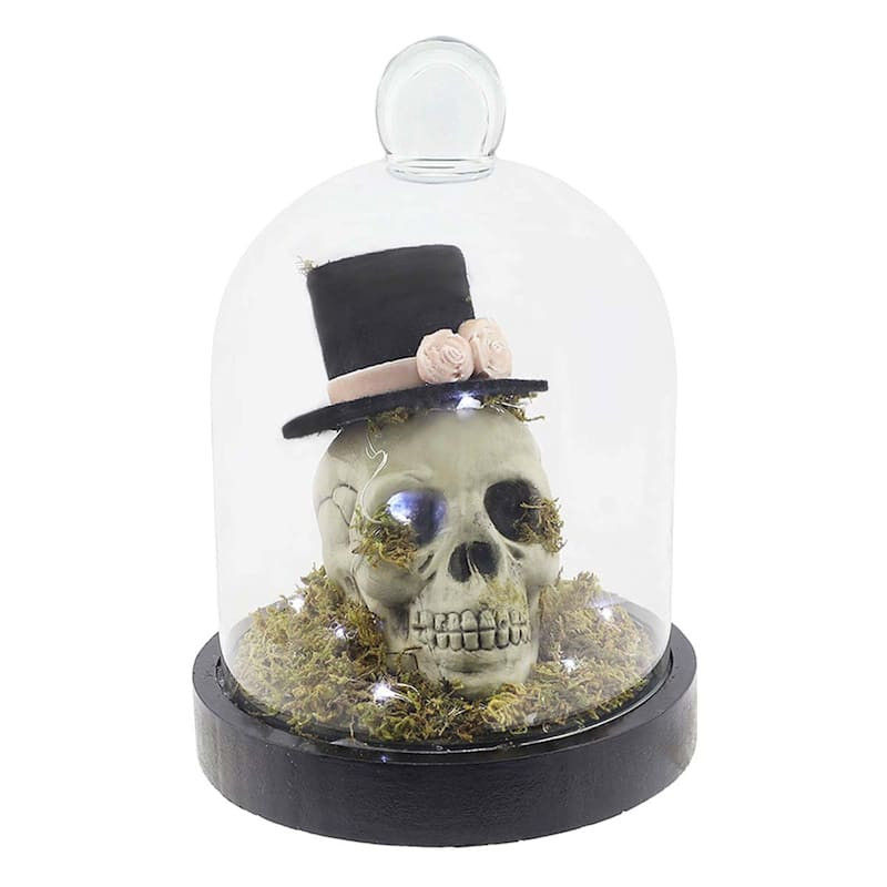 Southern Gothic Skull Cloche with Light, 9" | At Home