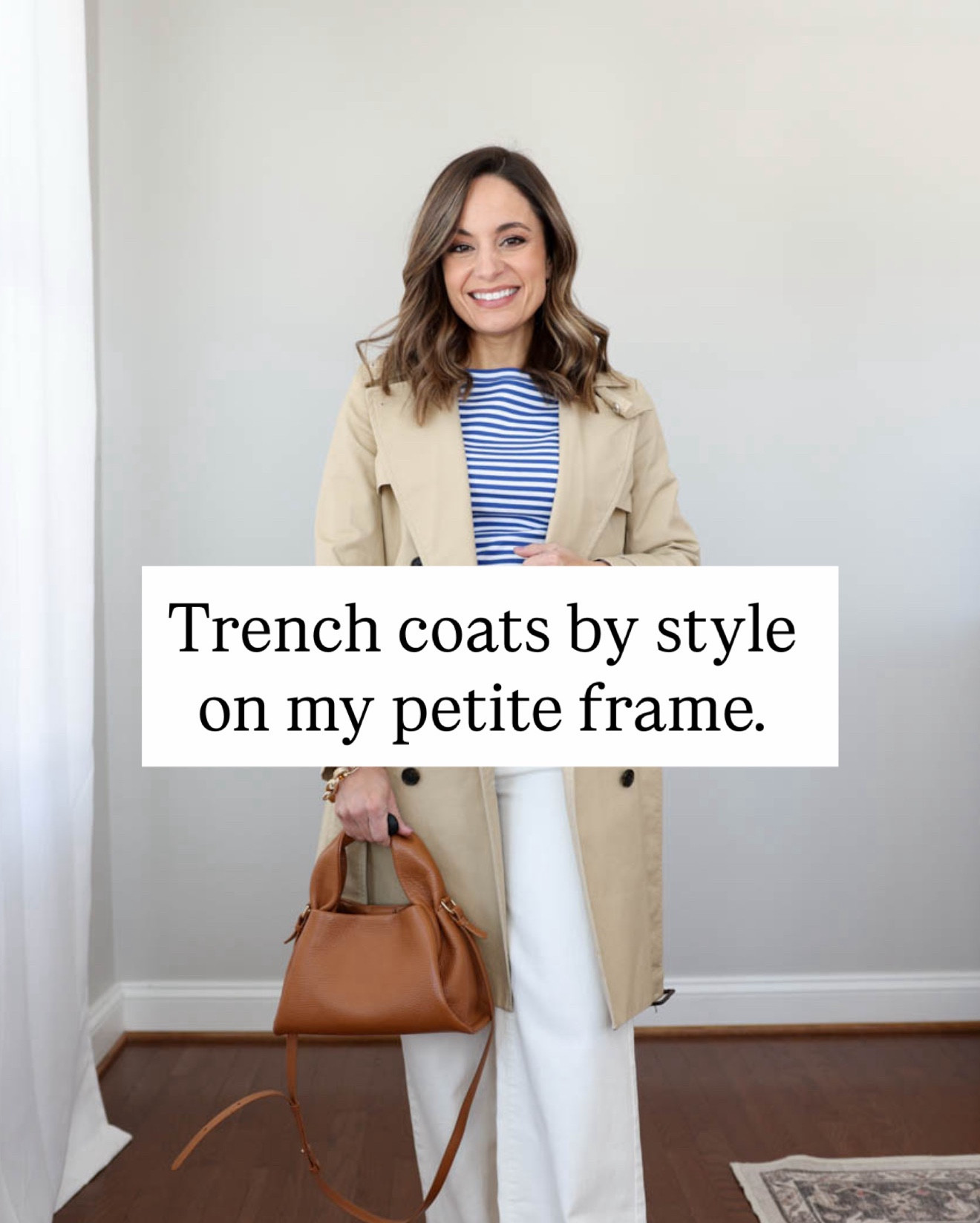 Trench coats by style on my petite 4’10” frame! 

Classic (J.Crew Icon Trench): petite 00 - coat is slim through the arms. You may want to size up for layering. 
Top (Madewell): xxs 
Jeans (BRF): petite 24 - 10” rise, 27.5” inseam - I recommend a size down the stretch with wear 
Flats (Sam Edelman): tts in French sand 

Cropped (JCF): petite xxs 
Sweater (JCF): xxs 
Jeans (Quince): 24 x 26” in midnight blue 
Flats (Sam Edelman): tts in French sand 

Oversized (Oak + Fort): xxs - very oversized 
Jeans (Quince): 24 x 28” in Atlantic blue 
Sweater (JCF): xxs 
Shoes (Sam Edelman): tts in French sand 

My measurements for reference: I’m 4’10” and 105lbs. My bust, waist, and hip measurement is 32”, 24”, and 36”.

#LTKPetite
