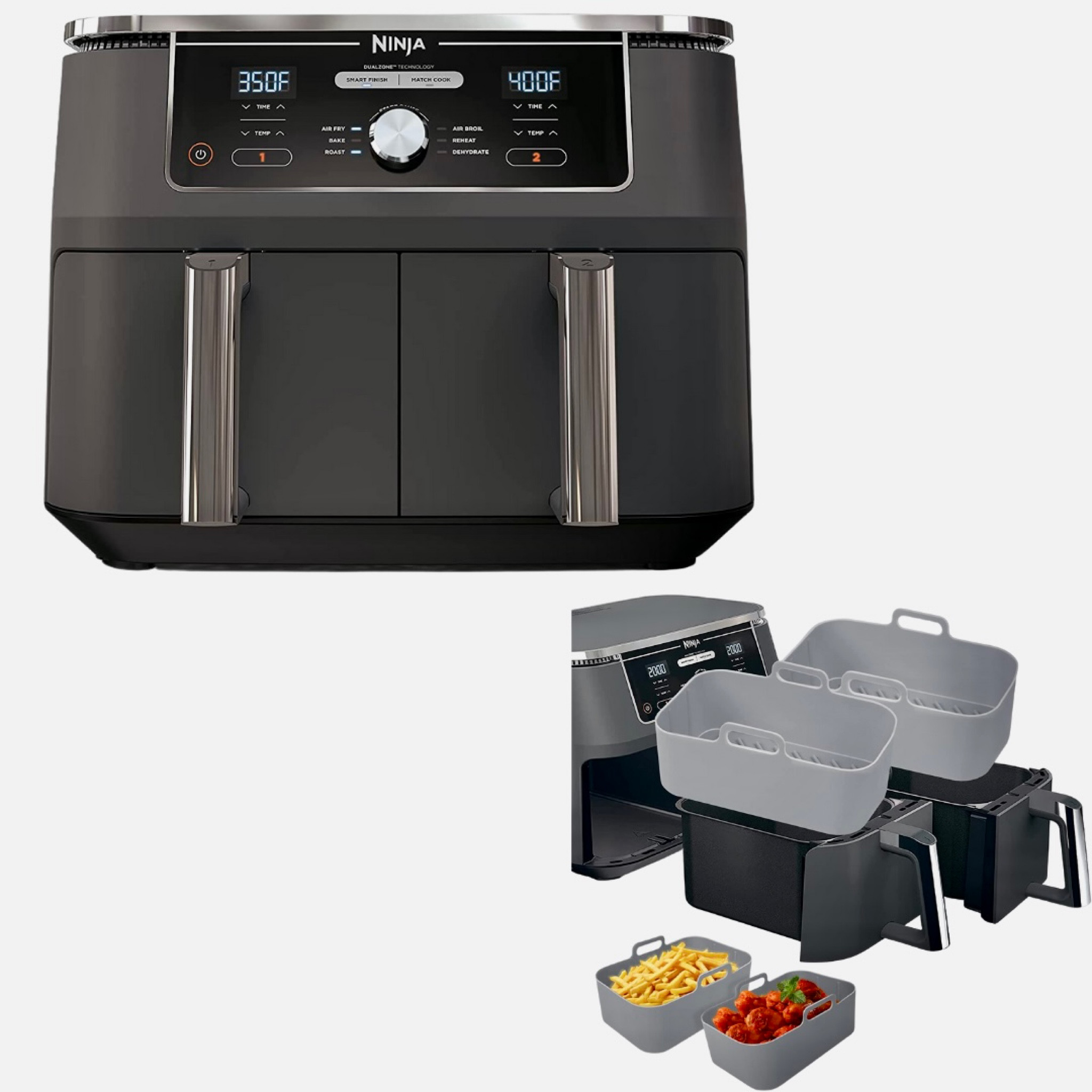 Ninja Dual Air Fryer & Silicone Liners for easy cleaning.

#LTKfamily #LTKhome #LTKwedding