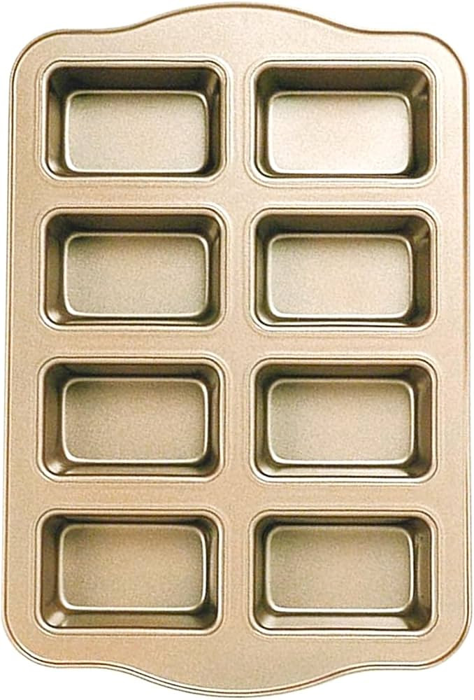 Mini Loaf Pan, 8-Cavity Non-Stick Carbon Steel Brownie Bakeware for Oven baking Gold-Square | Amazon (US)