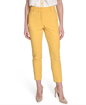 Women's Solid Mid-Rise Slim-Fit Ankle Pants | Macy's
