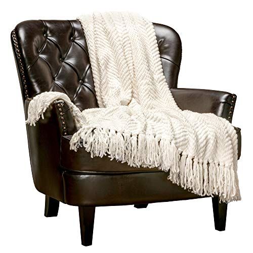 Chanasya Textured Knitted Super Soft Throw Blanket with Tassels - Warm Fluffy Cozy Plush Knit - for  | Amazon (US)