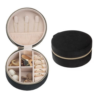Unique Bargains Travel Gifts Small Portable Plush Velvet Jewelry Organizer Black | Target