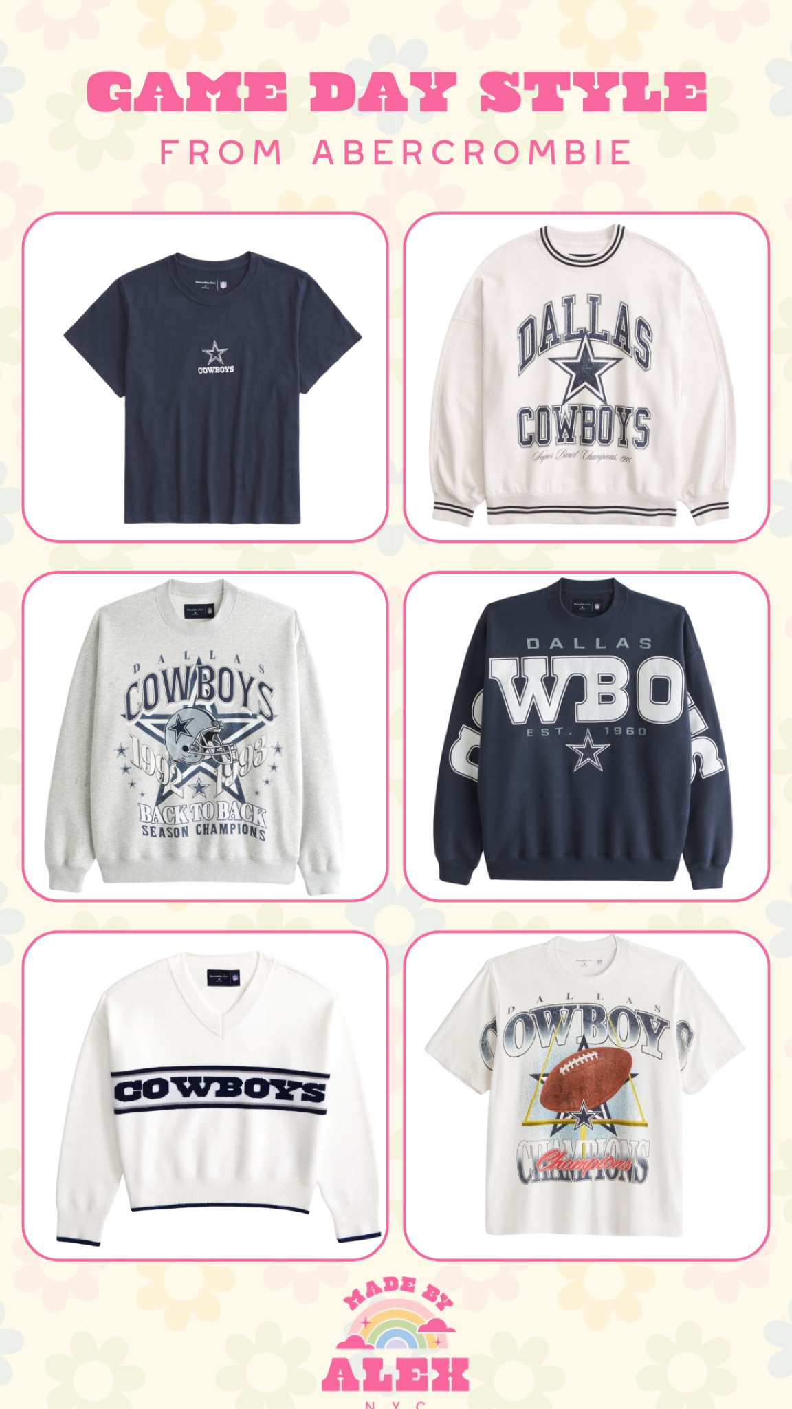 Game Day Apparel from Abercrombie 🏈🏟️


Chiefs sweatshirt, chiefs sweater, cowboys sweatshirt, Dallas cowboys, Kansas City chiefs, NFL apparel, football game day outfit 

#LTKStyleTip #LTKSeasonal #LTKMidsize