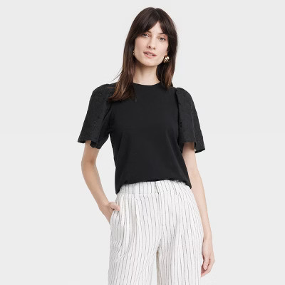 Women's KTW Puff Elbow Sleeve T-Shirt - A New Day™ | Target
